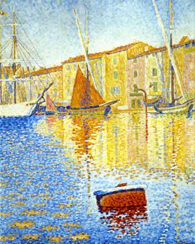 (image for) Handmade Oil painting for home canvas, oil painting framed canvas for living room Paul Signac's painting,Red Buoy